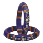 Royal Purple Lakh Bangles with Kundan Stone Work

