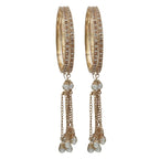 Royal Gold Pearl Tassel Crystal Bangle Set (Set of 4)