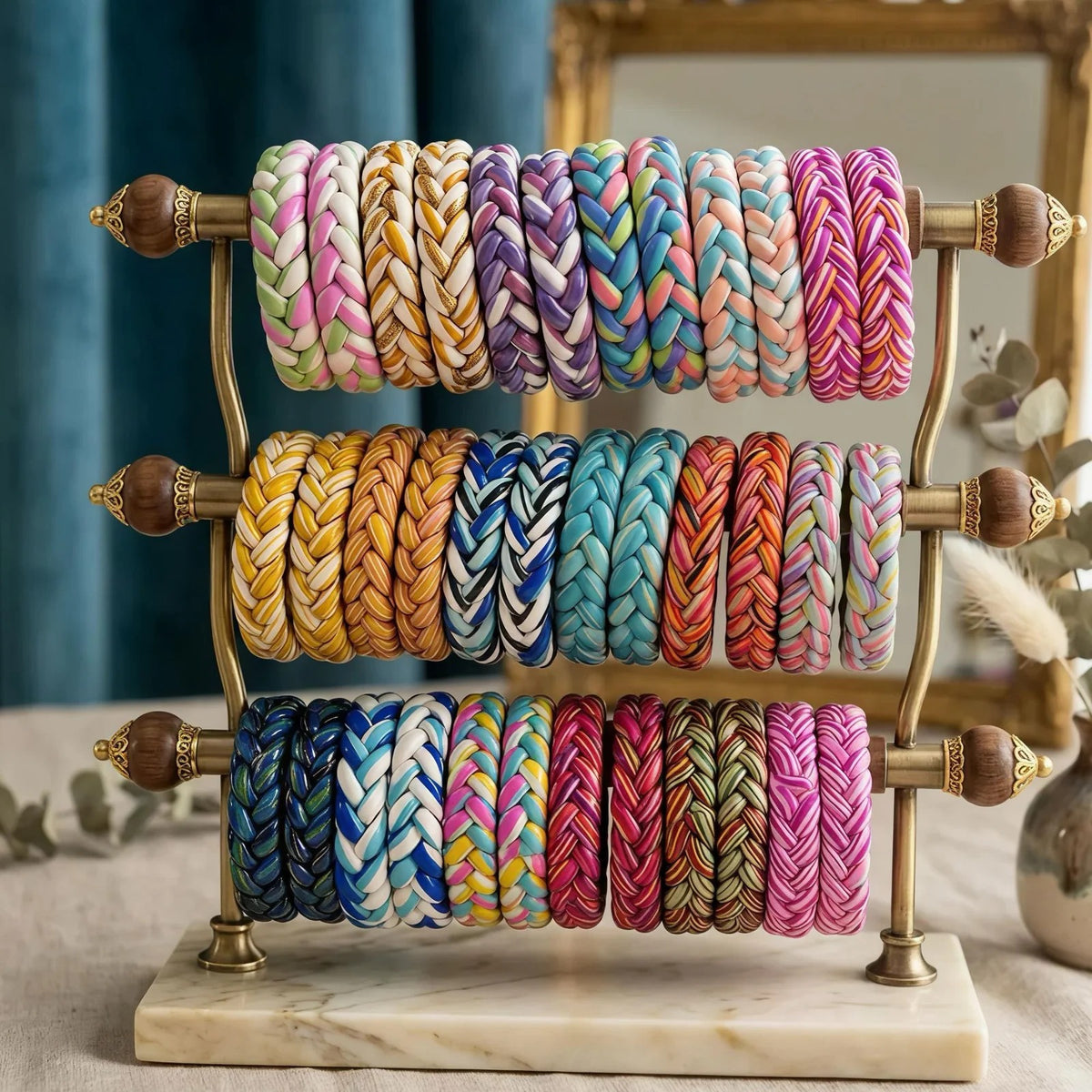 Handcrafted Everyday Braided Lakh Bangles Set for Women