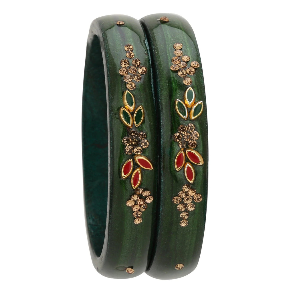 Premium Emerald Green Handmade Lakh Bangles for Women