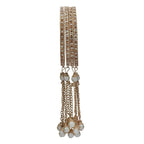 Royal Gold Pearl Tassel Crystal Bangle Set (Set of 4)