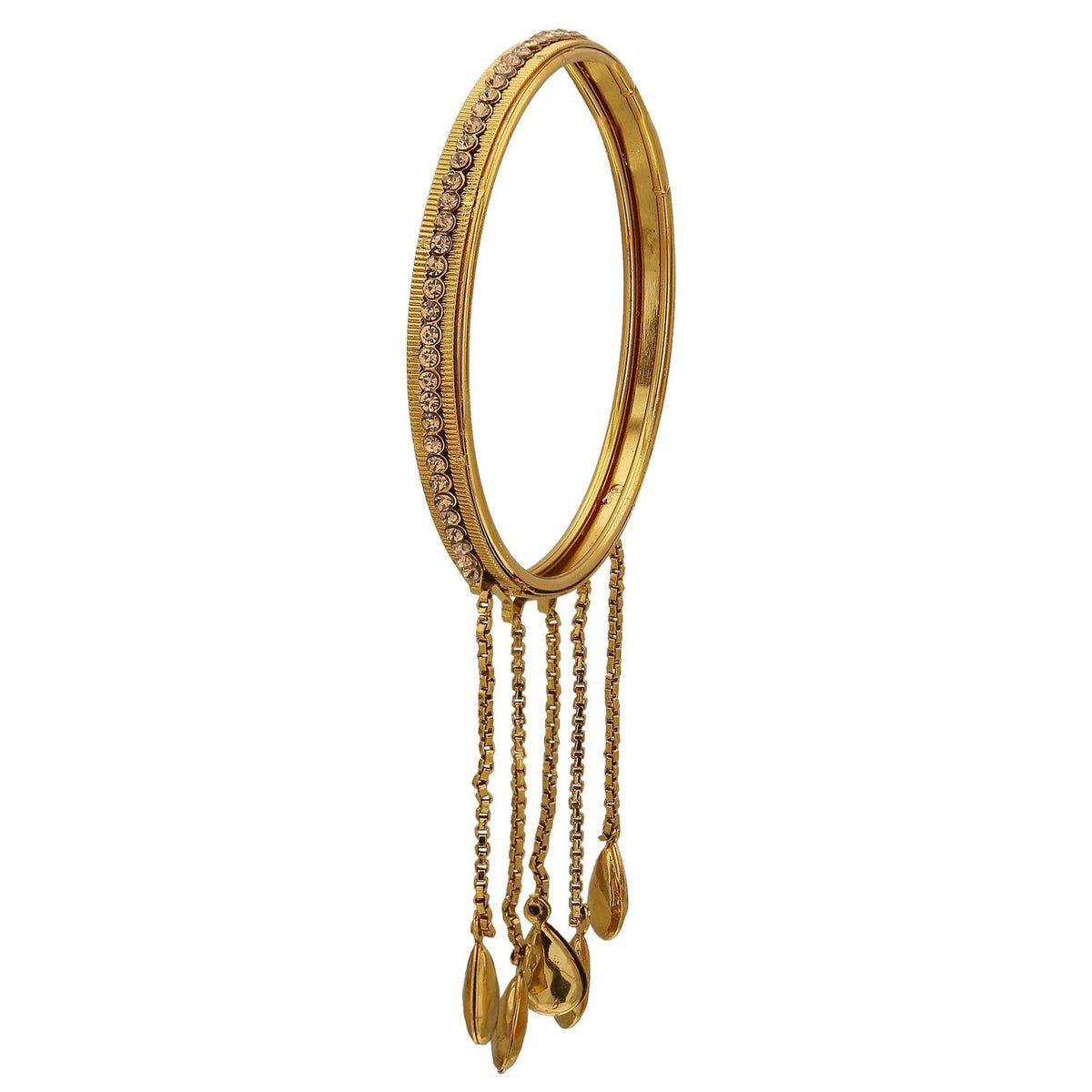 Gold Stone Lakh Bangles with Hanging Charms